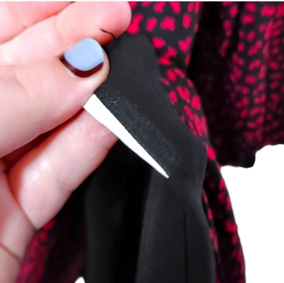 Michael Kors Red Leopard Print Ruffle Sheer Sleeve Dress Women's Size Large L - Picture 10 of 12